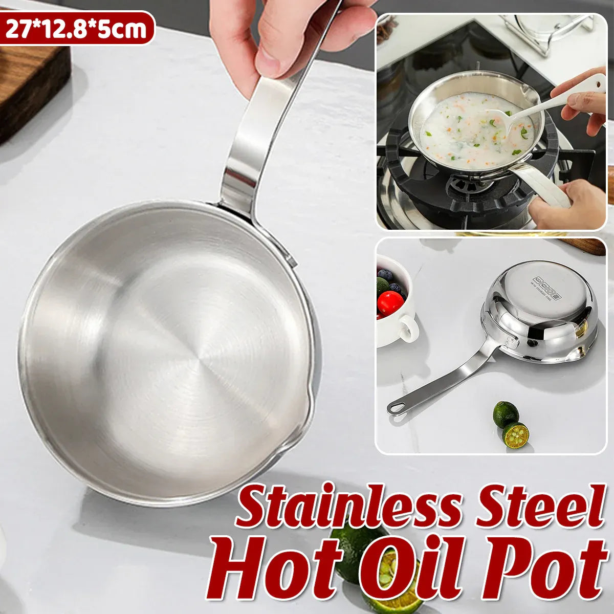 304 Stainless Steel Oil Splatter Proof Home Small Frying Pan for Kitchen Cooking